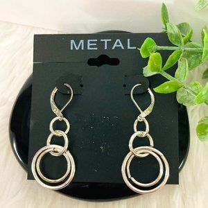 2/$12 silver drop/dangle three hoop/ring earrings